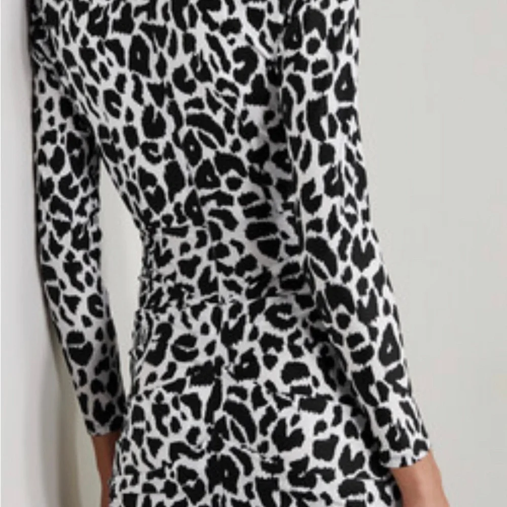 Alex Perry Ryan Leopard-print Stretch-jersey Turtleneck Mini Dress NWOT/ New - Picture 2 of 8